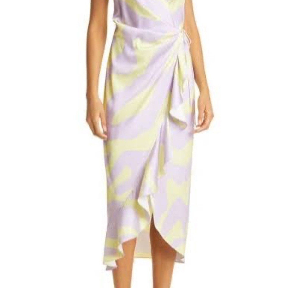 Mother of All Lavender & Yellow Draped Wrap Maxi Dress